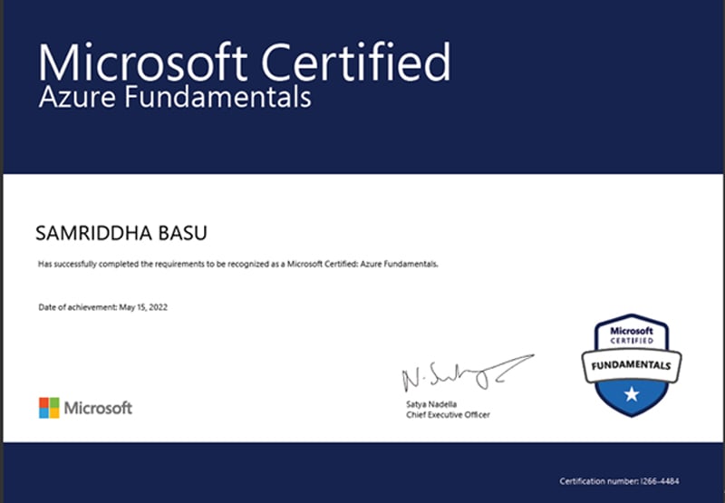Samriddha Basu Certificate
