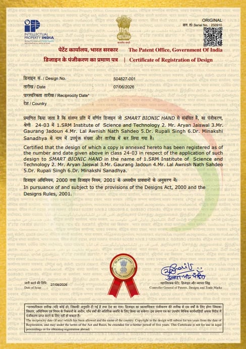 Certificate of Registration of Design