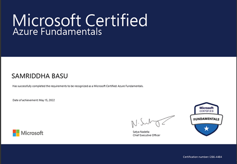 Samriddha Basu Certificate